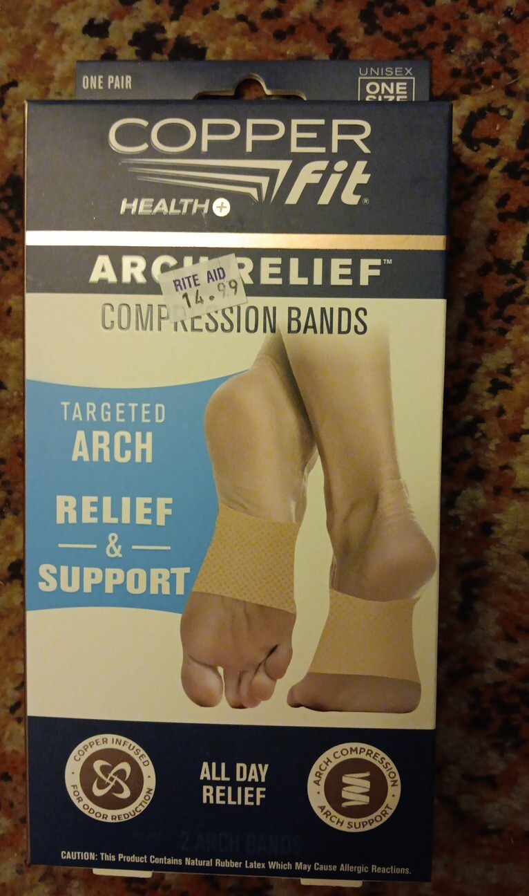Copper Fit Copper Infused Arch Relief COMPRESSION BANDS One Size Unisex BNIB