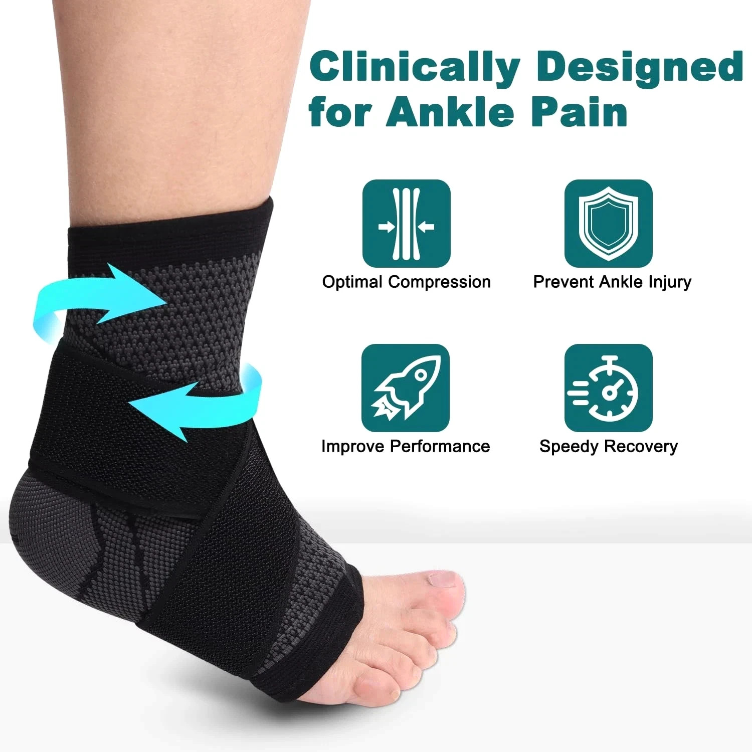Ankle Brace Compression Sleeve Support Plantar Fasciitis Pain Relief Foot Wrap