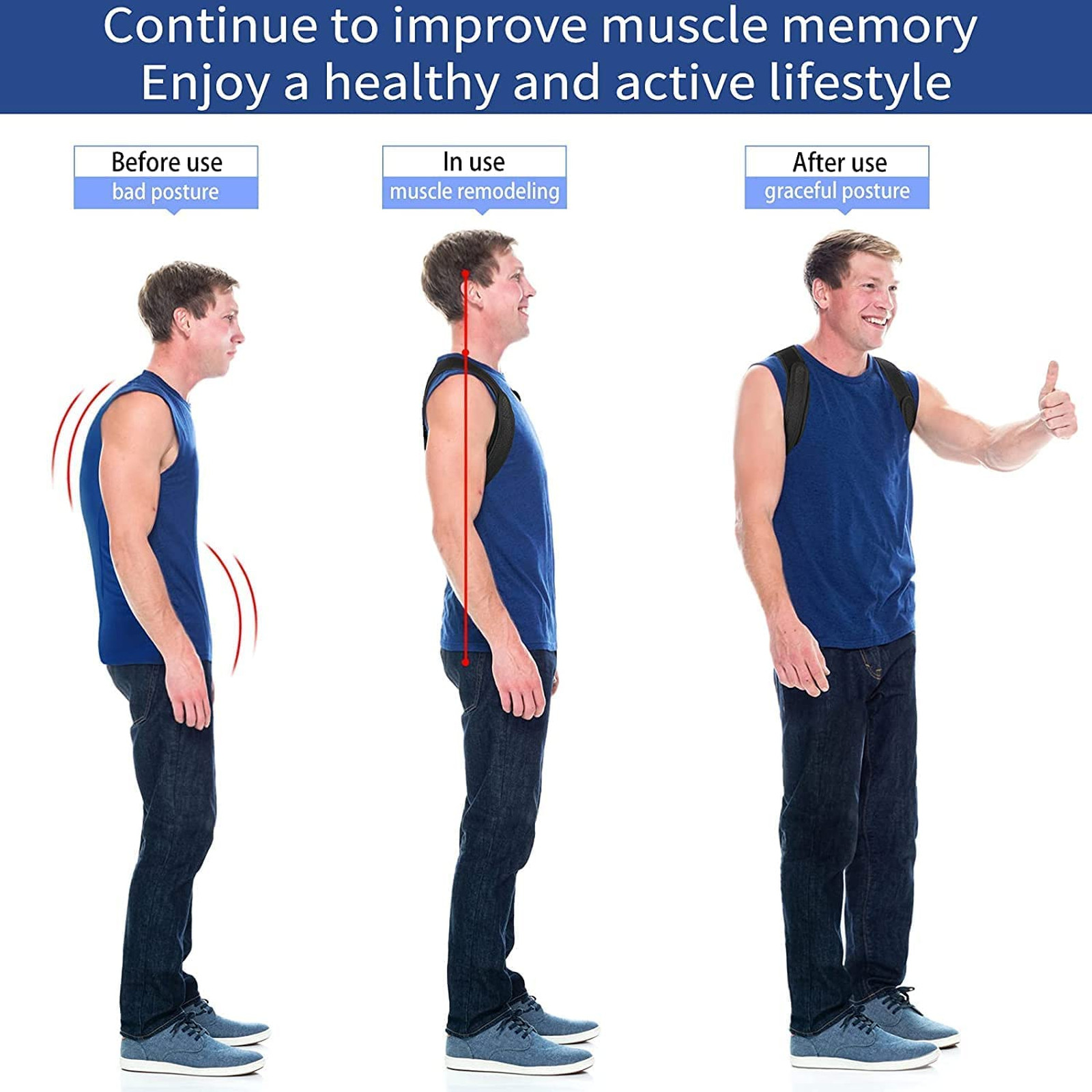 Posture Corrector Upper Back Brace Neck Shoulder Support Pain Relief Belt for