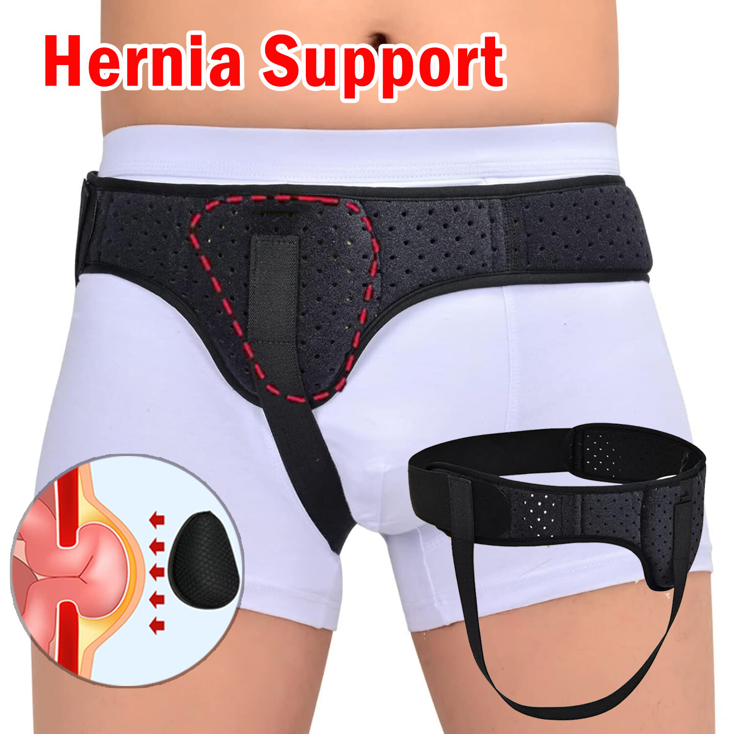Single Hernia Support Inguinal Groin Hernia Belt Pain Relief Truss Brace Unisex