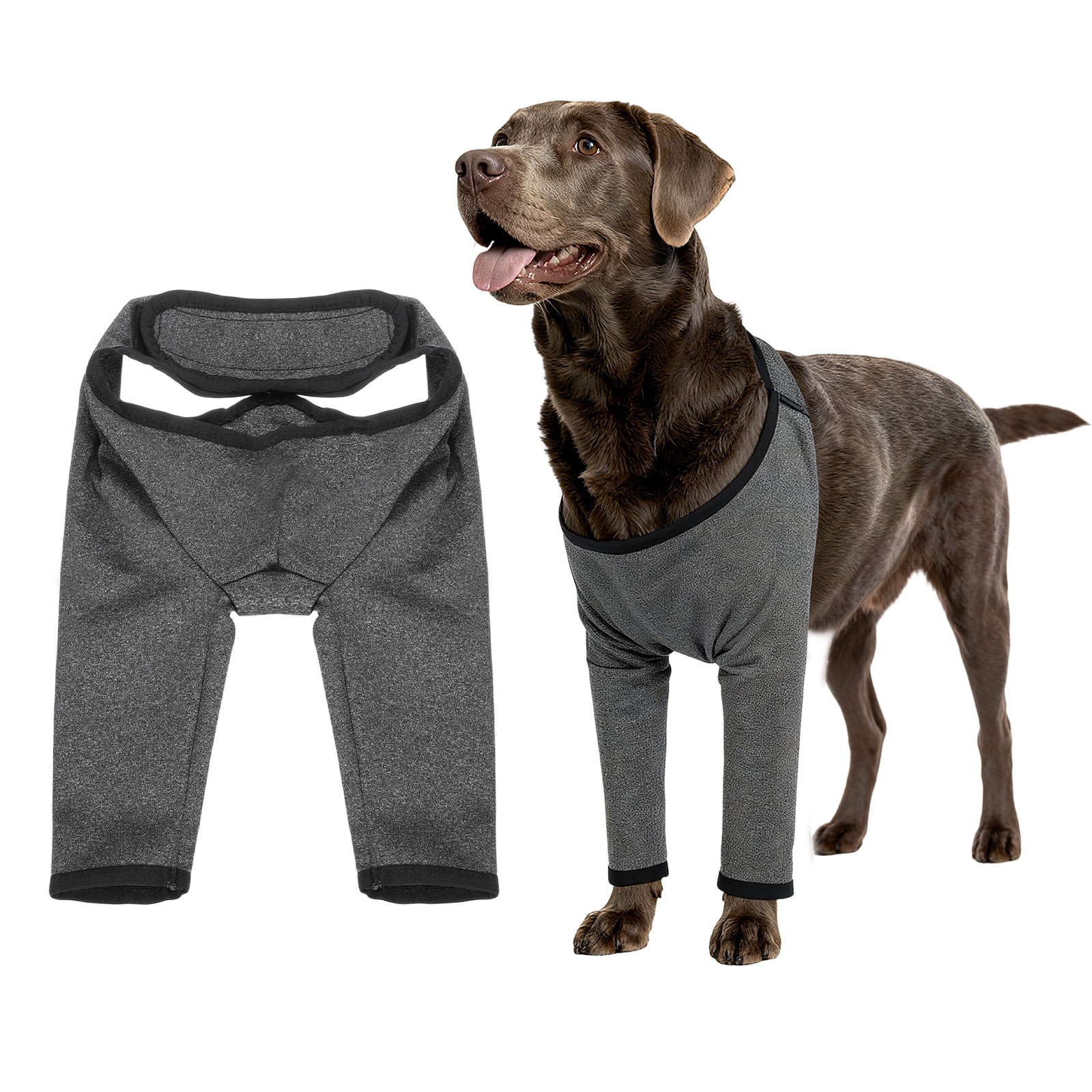 Dog Leg Sleeves, Suit for Front Legs (L, Dark Gray, Polyester)