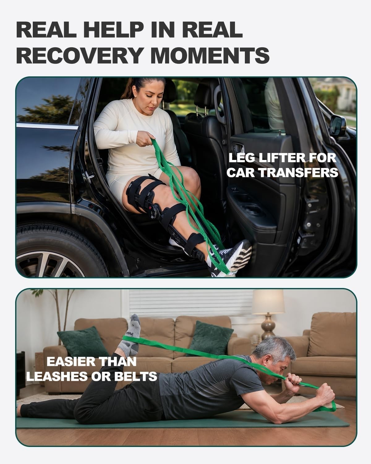 Quality Light Green Stretching Strap for Enhanced Flexibility & Safety