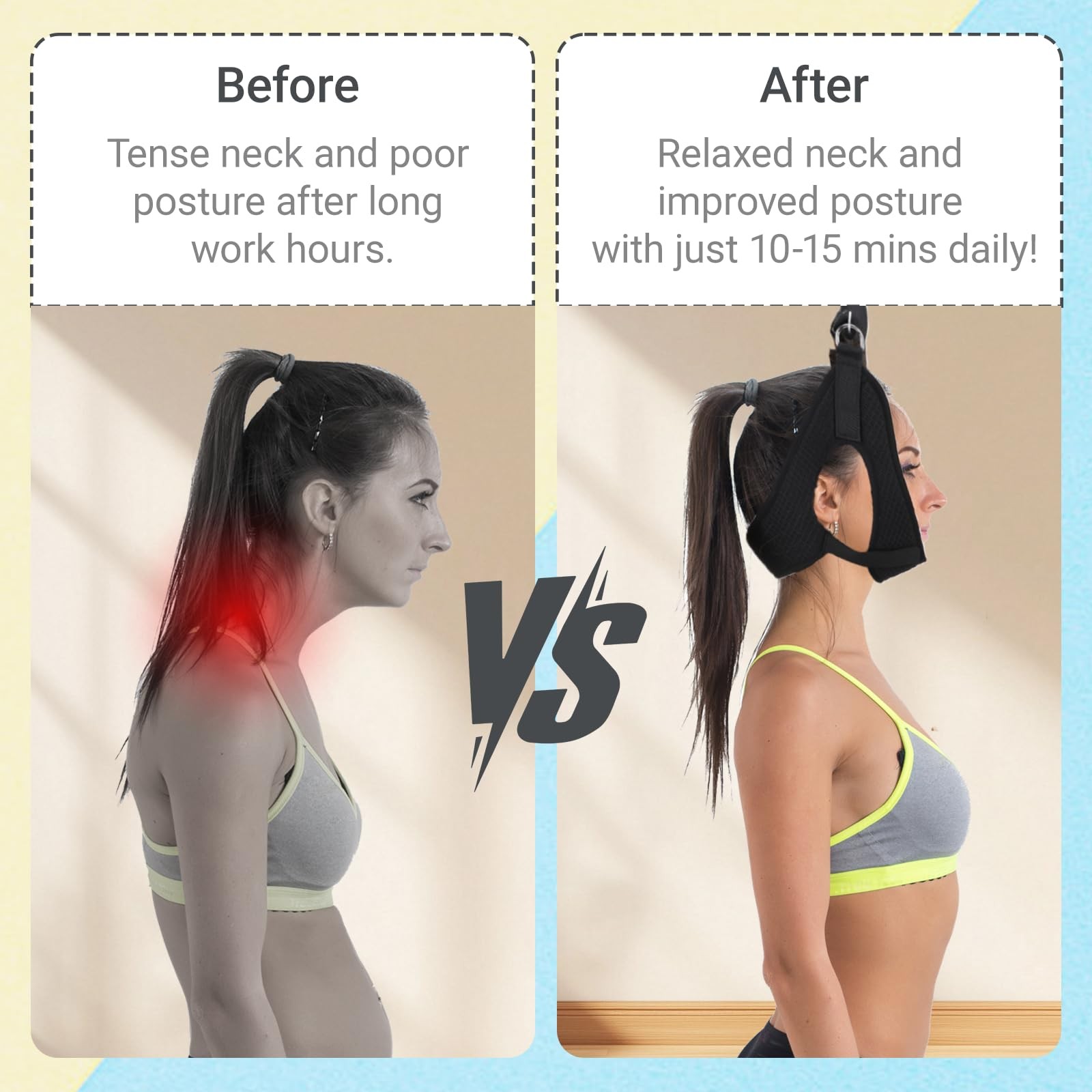 Cervical Neck Traction Hammock Device, Over Door Spine Exerciser Support Brac…