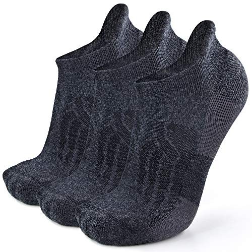 Merino Wool Compression Support Ankle Running Large-X-Large 3 Pairs Dark Grey