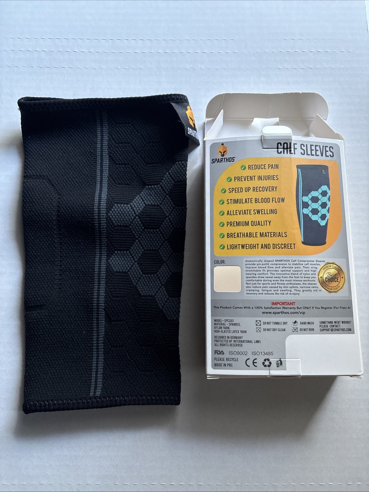1 Single Sparthos Calf Compression Sleeve Large Black