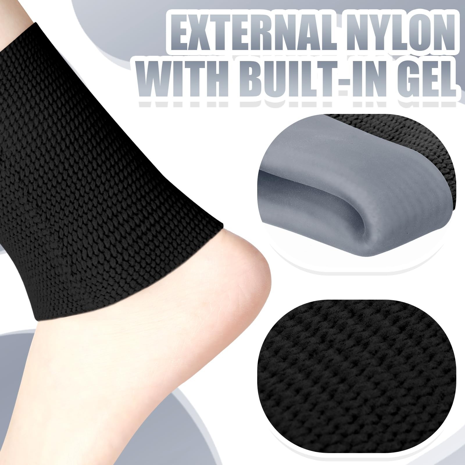 2 PCS Black Ankle Gel Sleeves Padded Socks Skateboard Pads Compression Brace