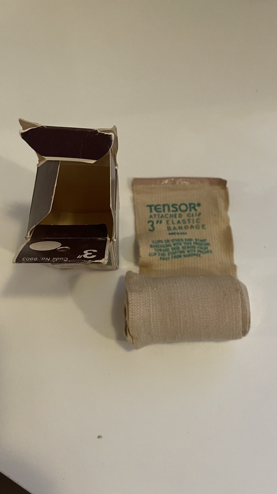 Vintage Kendall Tensor Attached Clip 3″ Elastic Bandage with Box