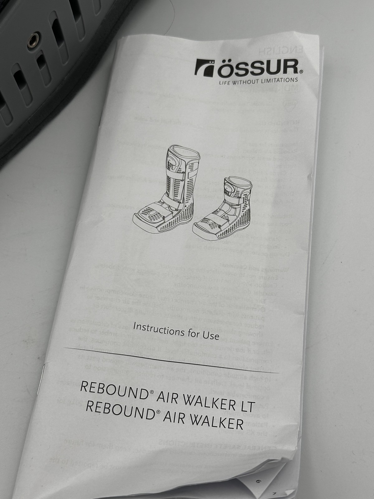 Ossur Rebound Air Walker Boot Size Large L Slim Liner Orthopedic Ankle Foot