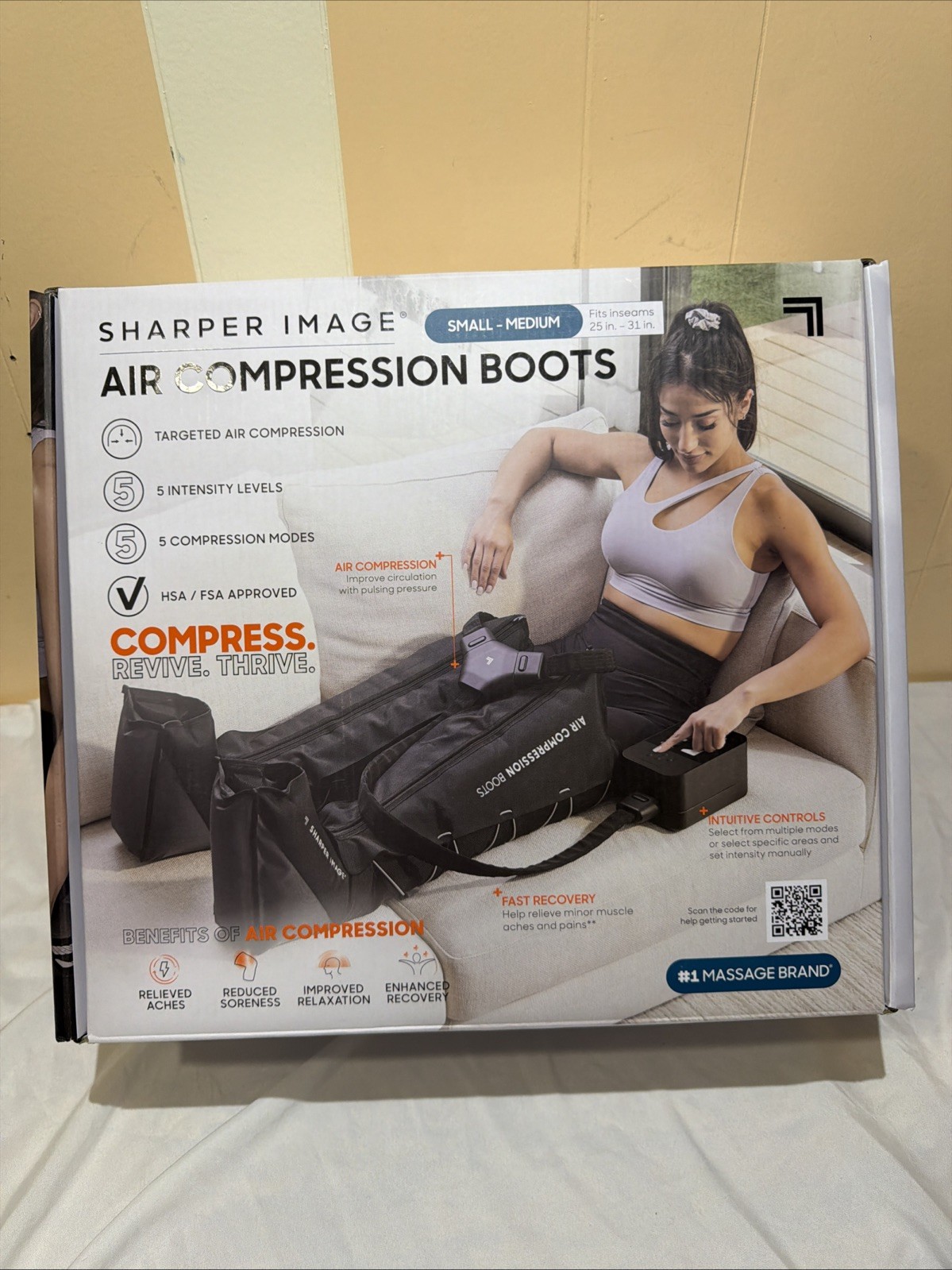 SHARPER IMAGE Air Compression Boots Small-Medium Muscle Massager. Black. New