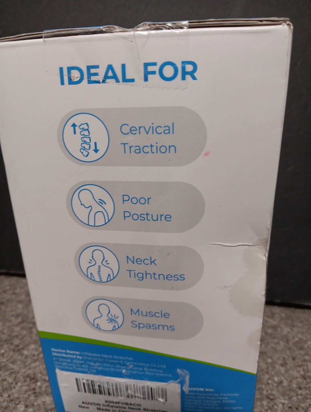 NEW IN BOX ! Auvon Inflatable Neck Stretcher For Cervical Traction 3 Layer Black