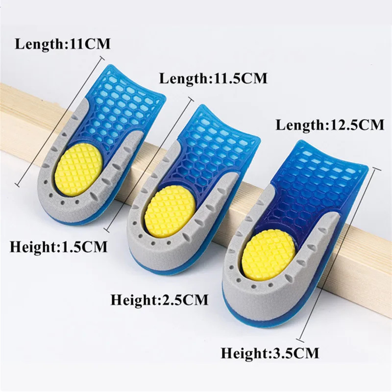 Silicone Height Increase Insole Soft Elastic Half Insoles for Feet Plantar Fasci