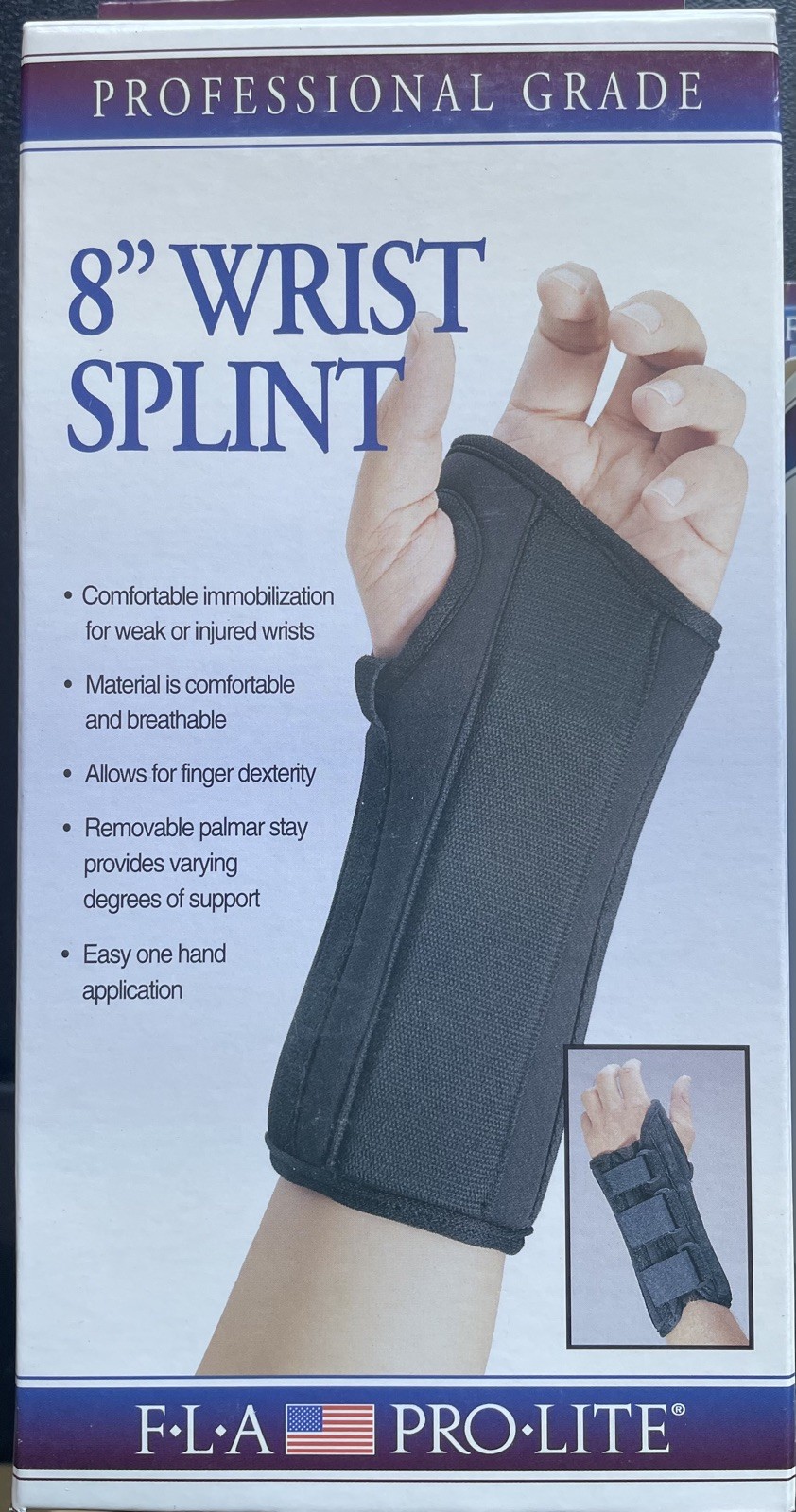 FLA Pro-Lite 8″ Wrist Splint Black right Hand X-Large