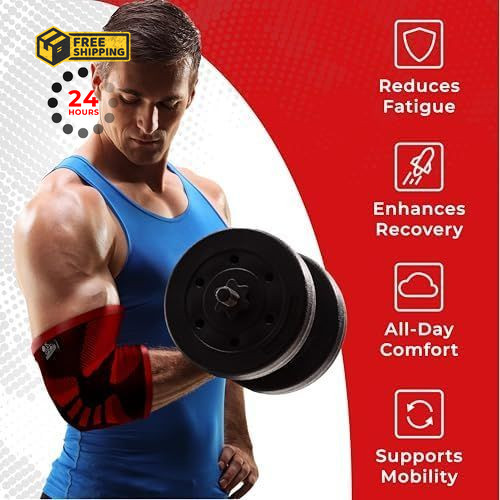 Nordic Lifting Elbow Compression Sleeves (1 Pair) – Small, Inferno Red