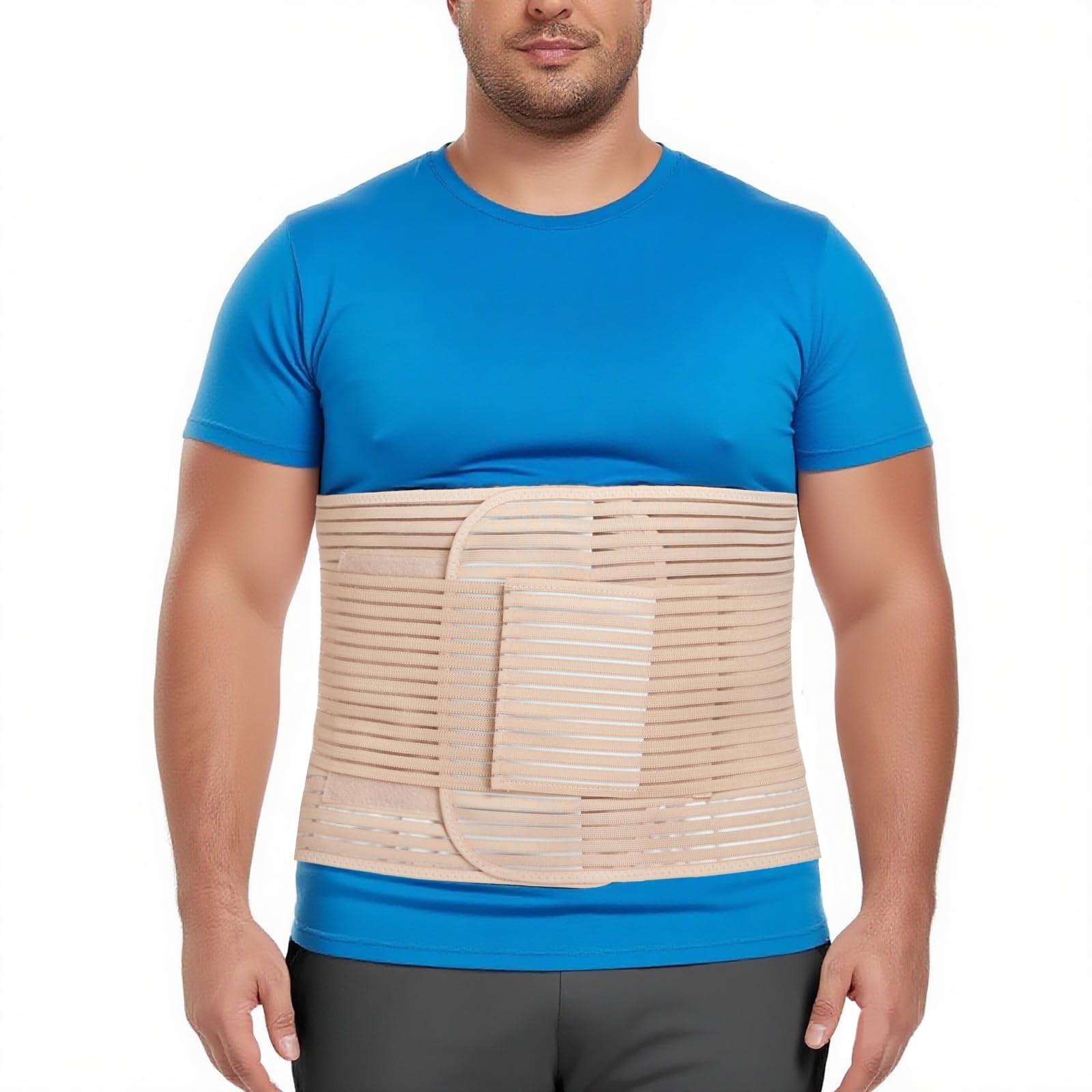 Abdominal Binder Post Surgery 12-Inch Wide Belly Wrap for Men and Women