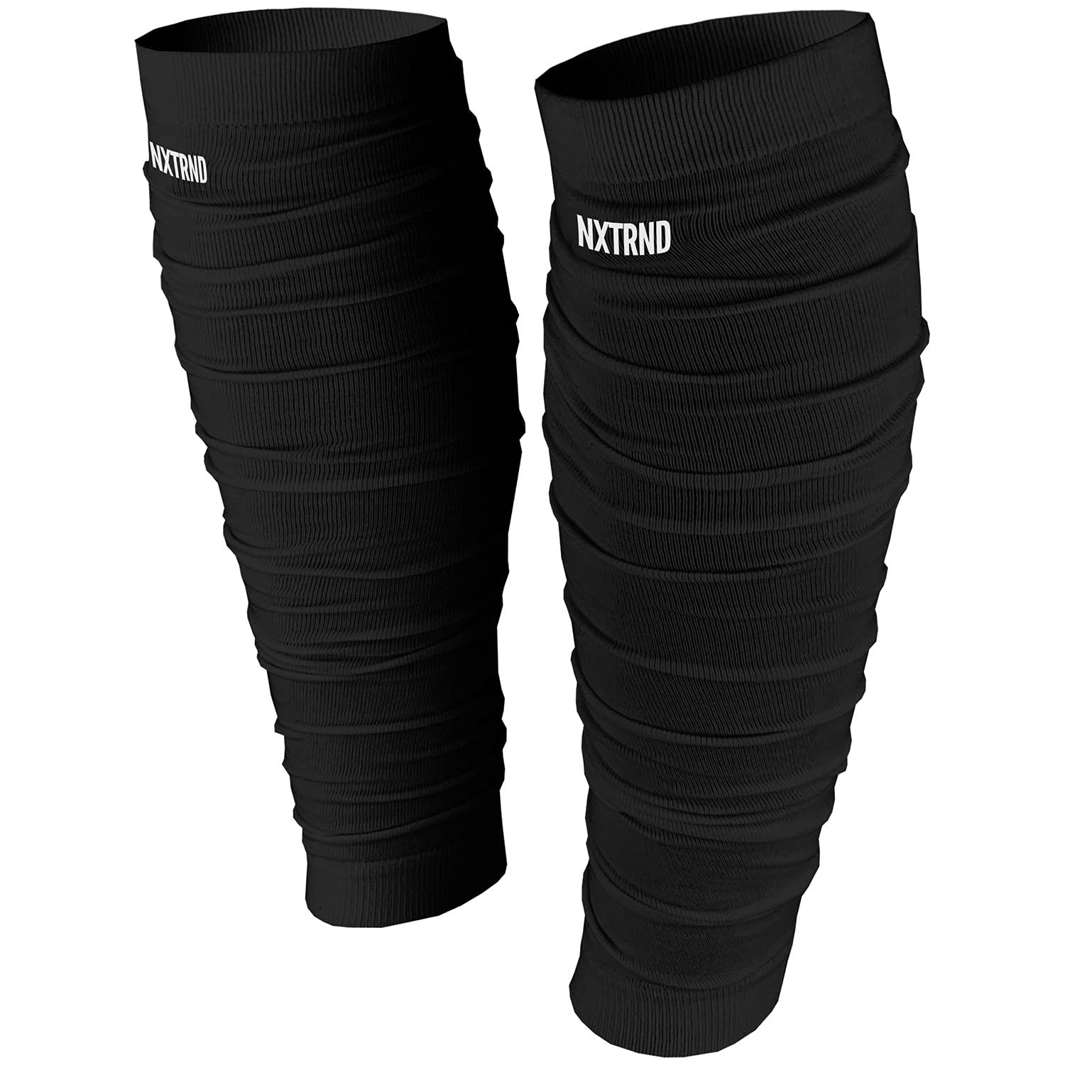 Nxtrnd Football Leg Sleeves, Calf Sleeves for Men & Boys, Sold as a Pair (Black)