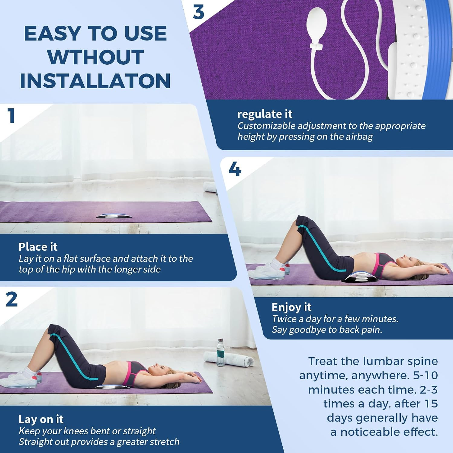 Back Stretcher for Lower Back Pain Relief,Adjustable Inversion Lumbar Traction D
