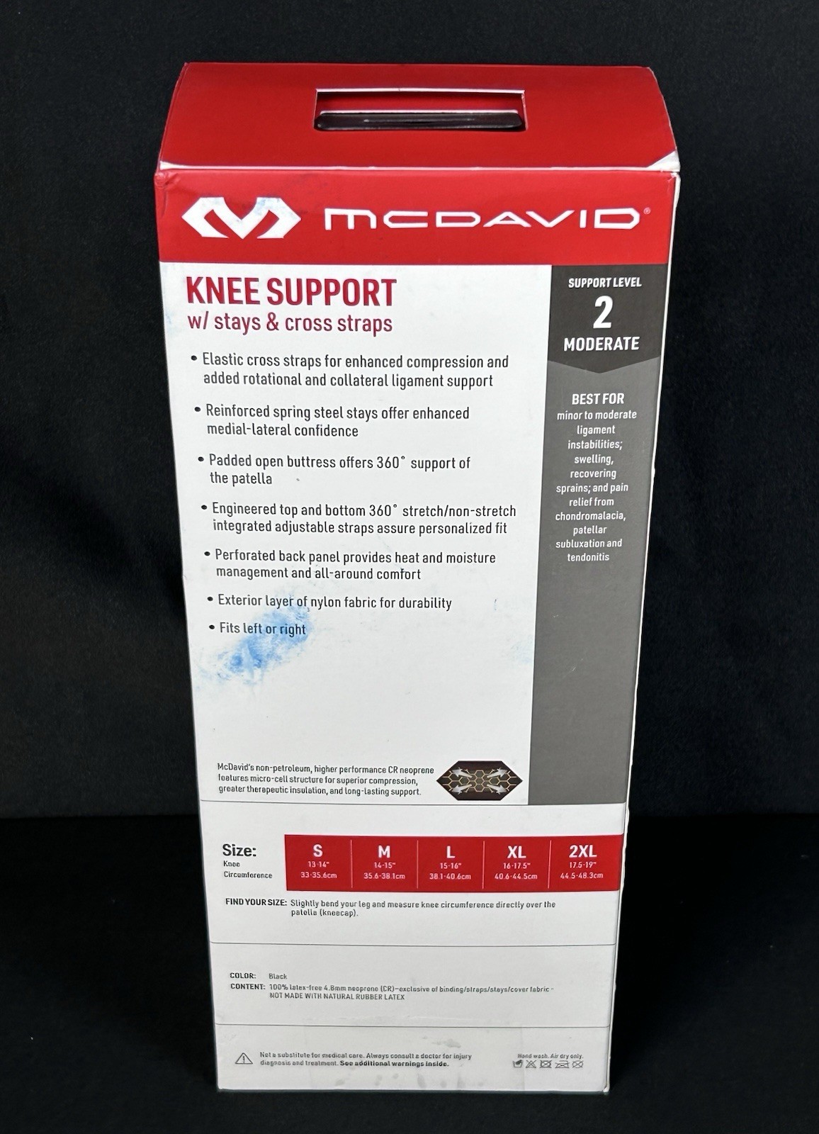 McDavid Knee Brace with Stays & Cross Straps Size Medium
