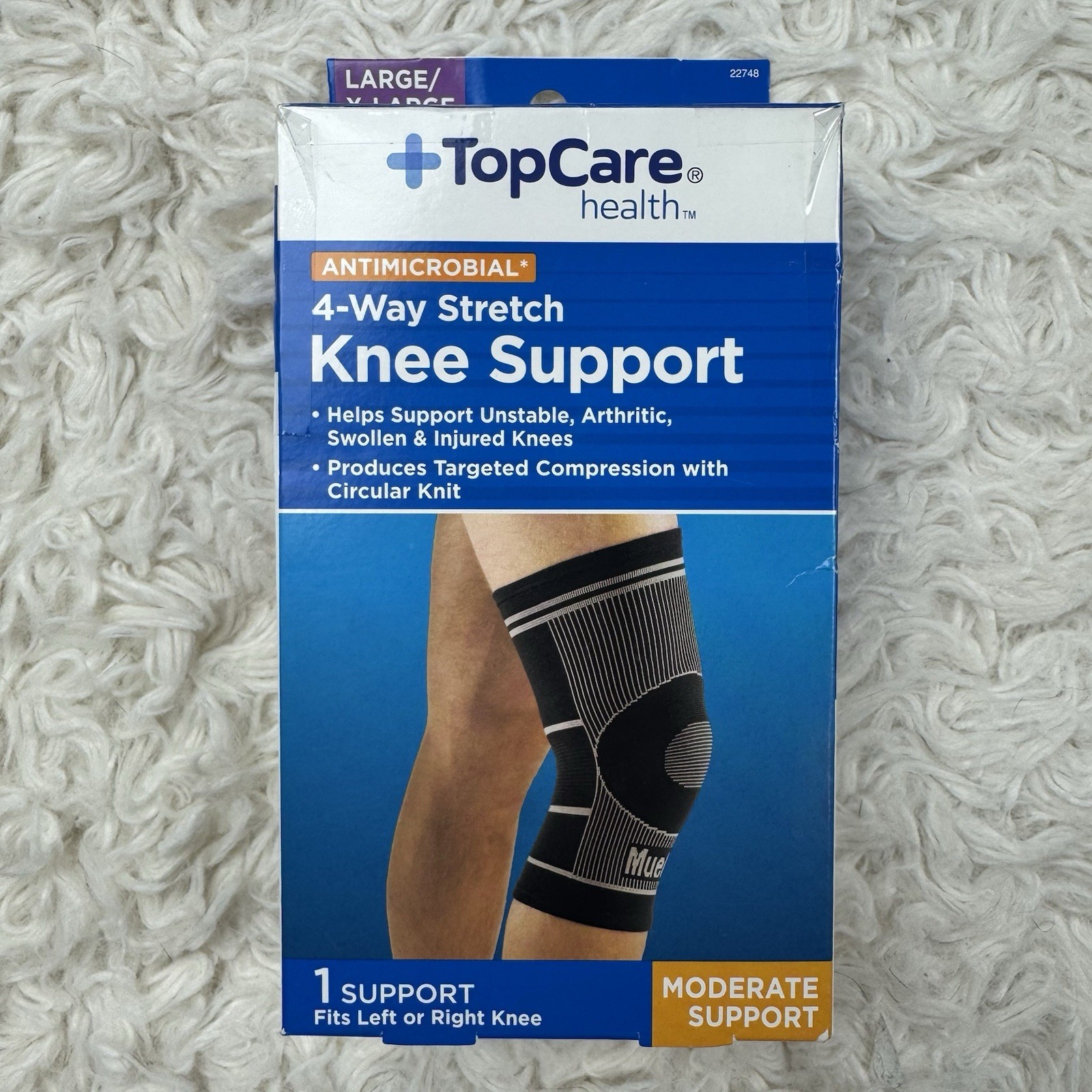 Top Care Knee Brace L/XL NEW IN BOX. ARTHRITIS, INJURIES, MUELLER, COMFORTABLE