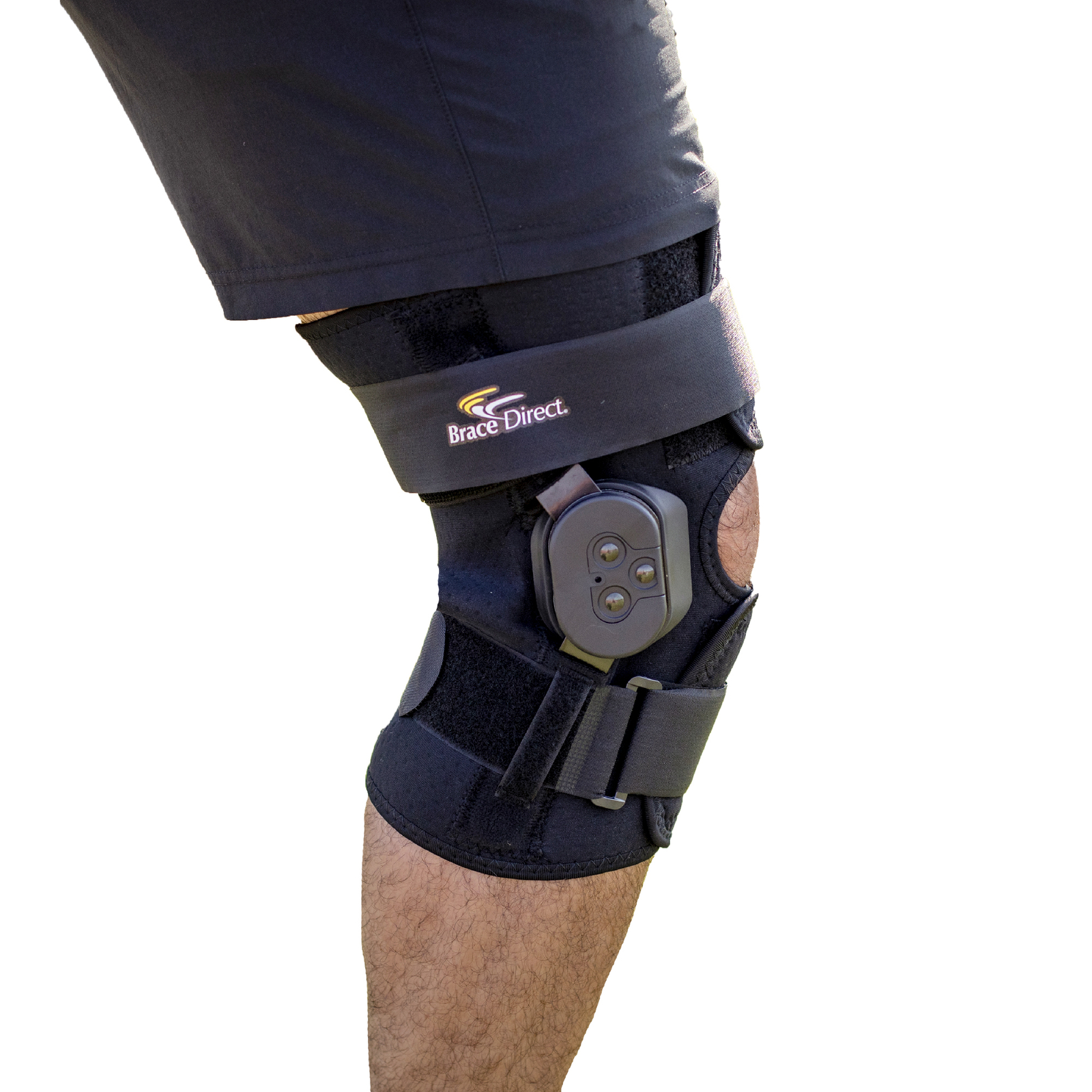 External Deluxe ROM Hinged Knee Brace with Compression Wrap and Open Patella