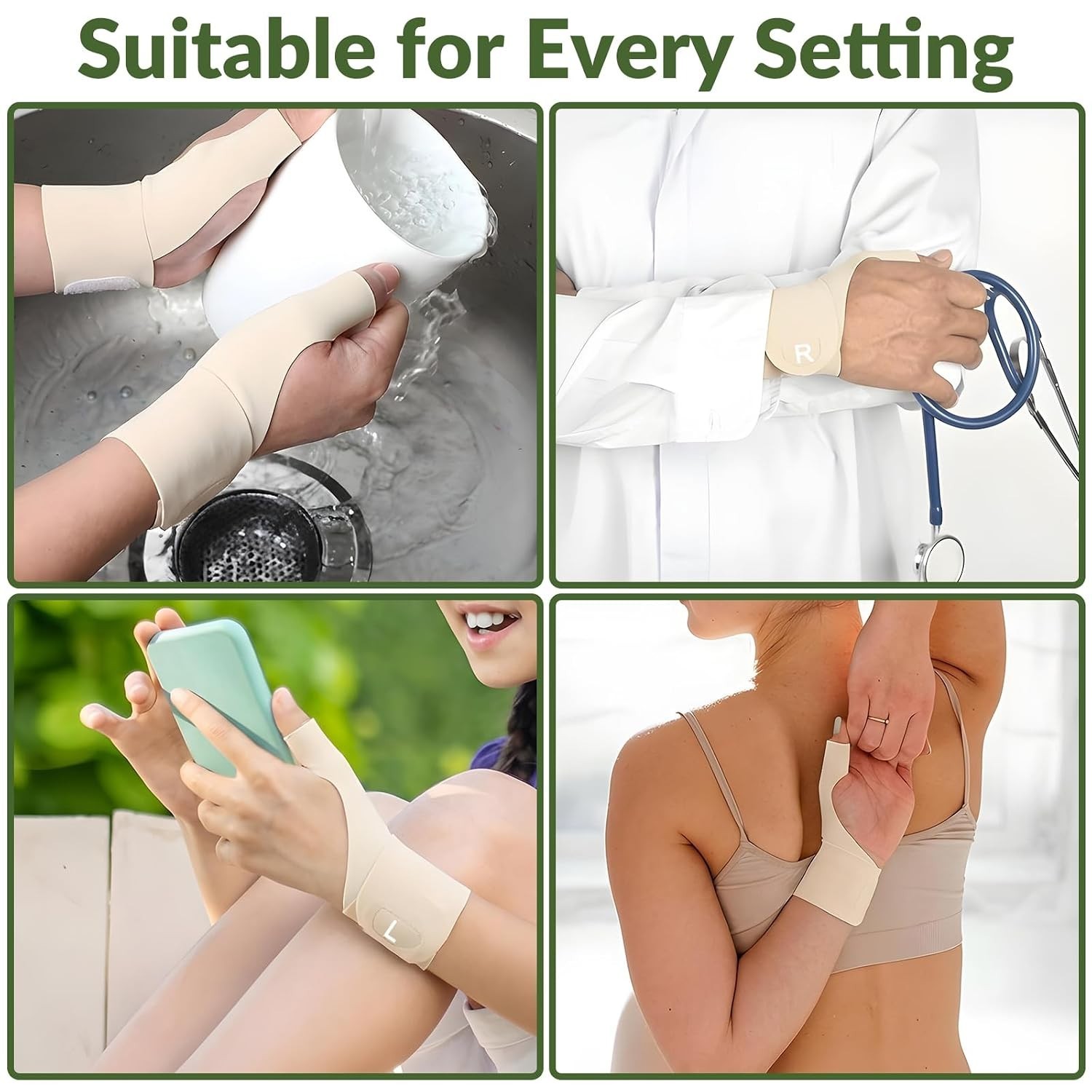 2 Pcs Soft Compression Wrist Brace – Arthritis Pain Relief Support in Skin Color