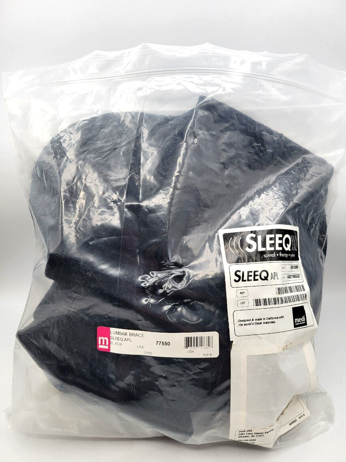 Sleeq Flex Back Brace Quinn Medical Spinal Compression Vest Padded Black#901309