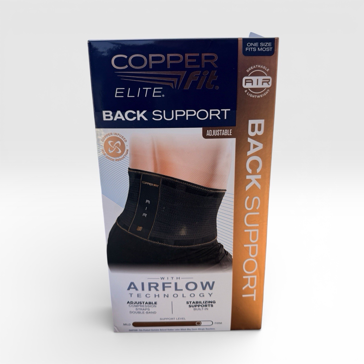 Copper Fit Elite Back Support Belt Adjustable Airflow One Size New Open Box