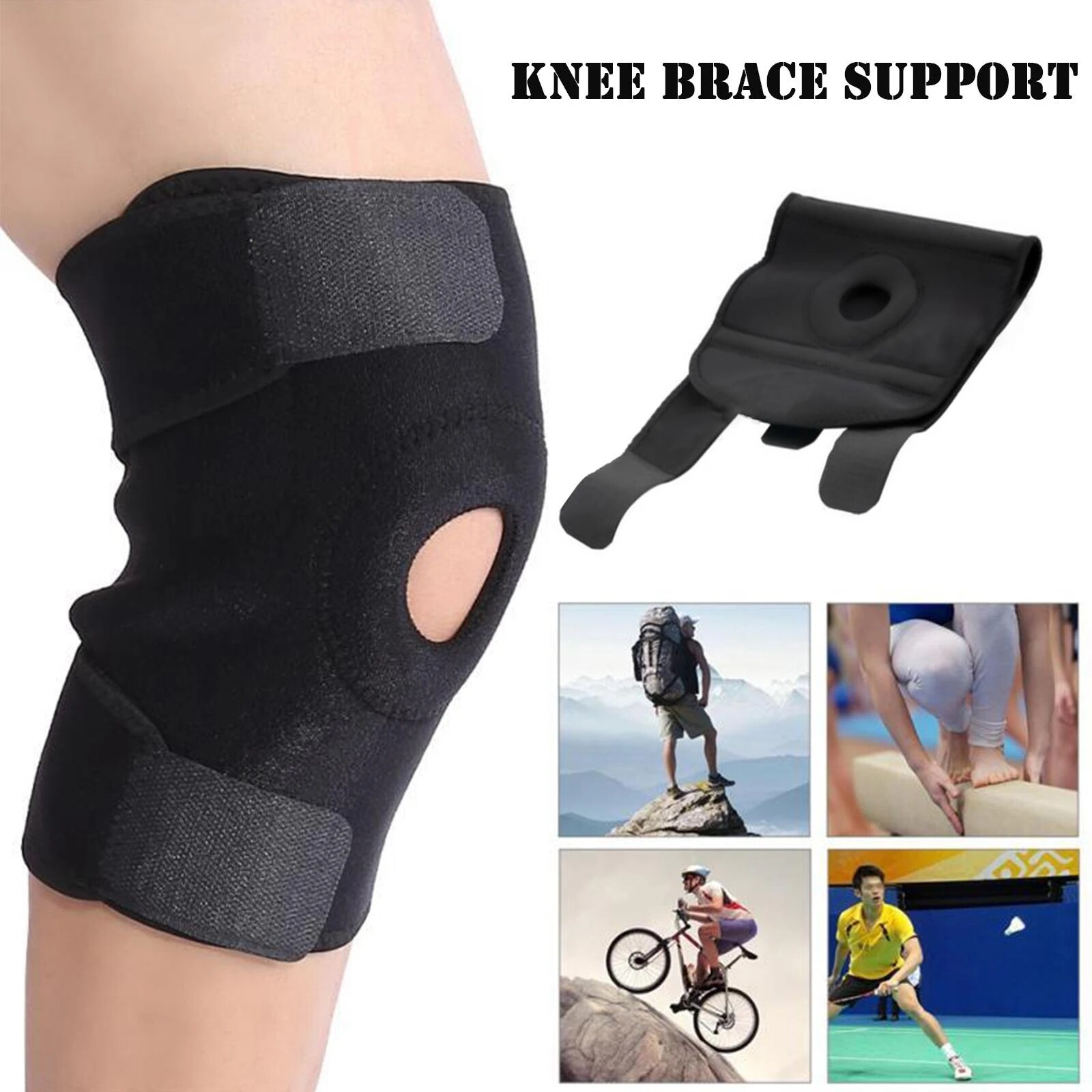 Knee Brace Boned Compression Sleeve Joint Support Open Patella Stabilizer Wrap