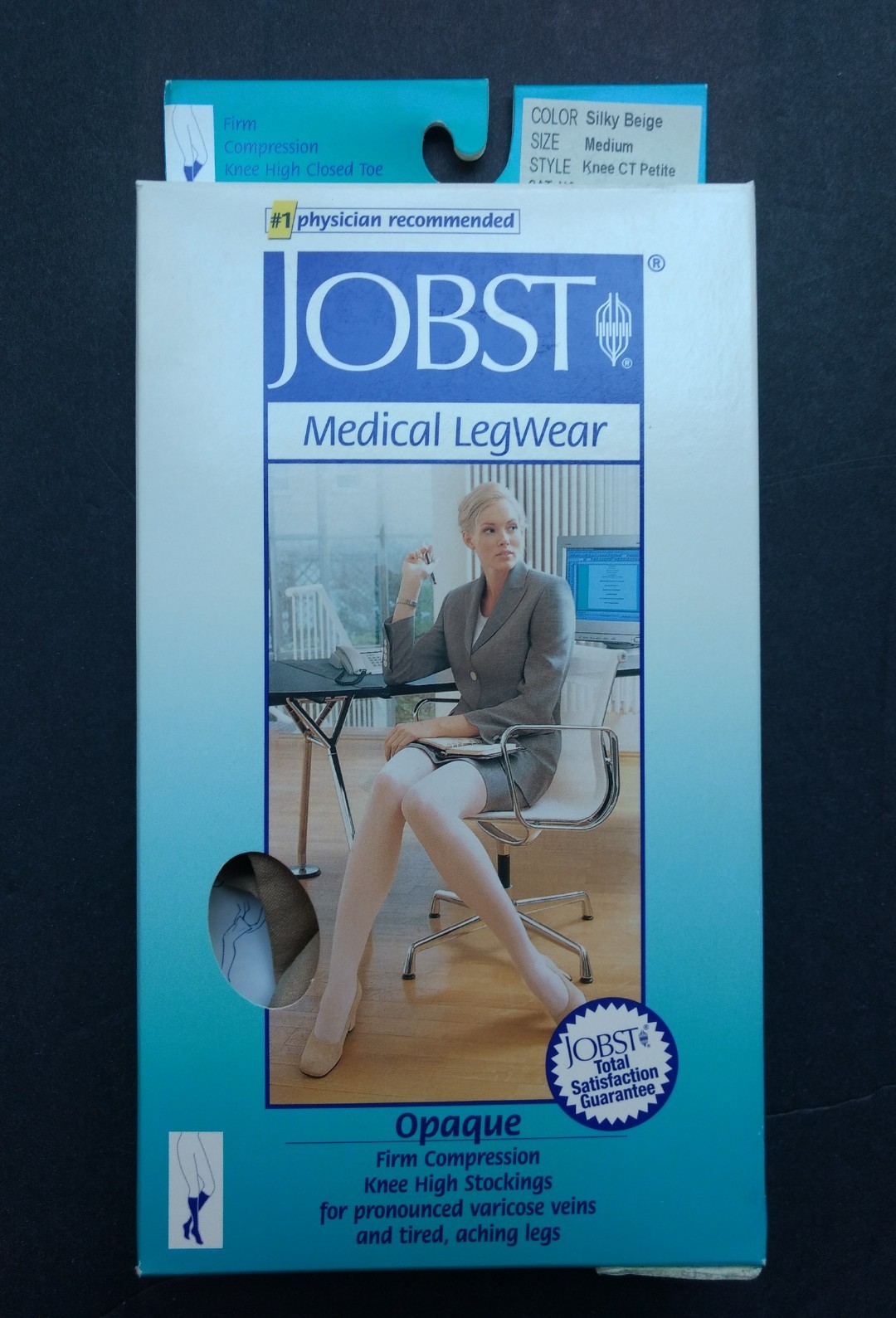 JOBST Firm Compression 20-30mmHg Knee High Medium Beige Stockings Closed Toe