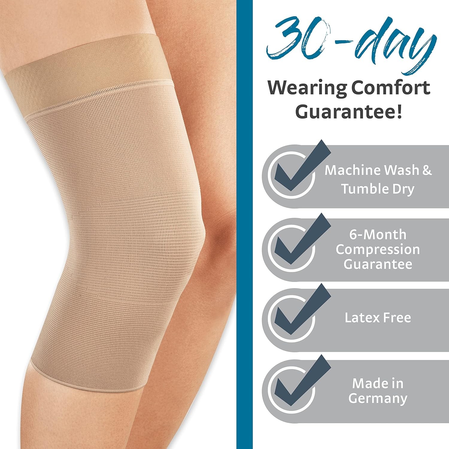 Mediven Seamless Knit Knee Support Silicone Top Band (Beige) Medium 60203