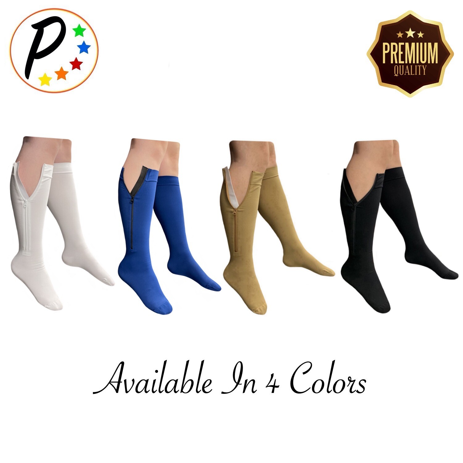 🔴 Presadee Premium Navy Closed Toe 20-30 mmHg Firm Compression Leg Zipper Socks