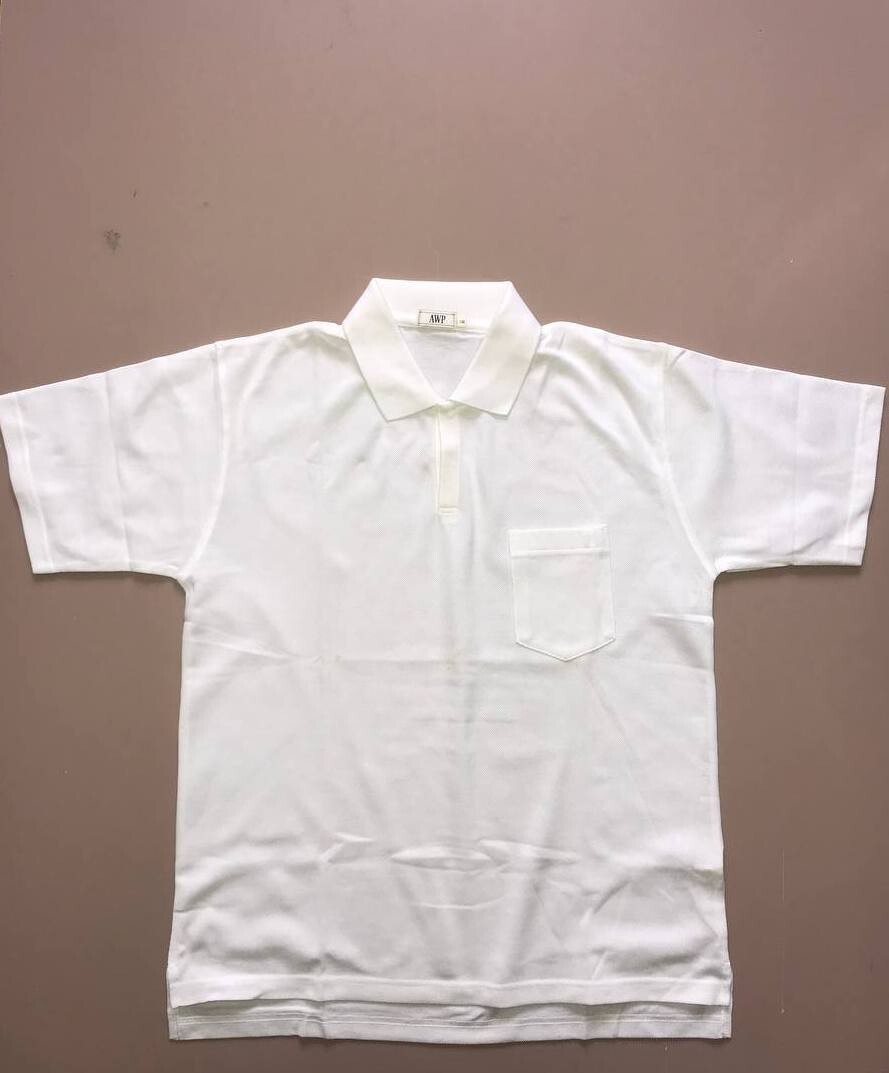 Rare Men A.W.P. white POLO Shirt size Made in Japan 100% coton Amway