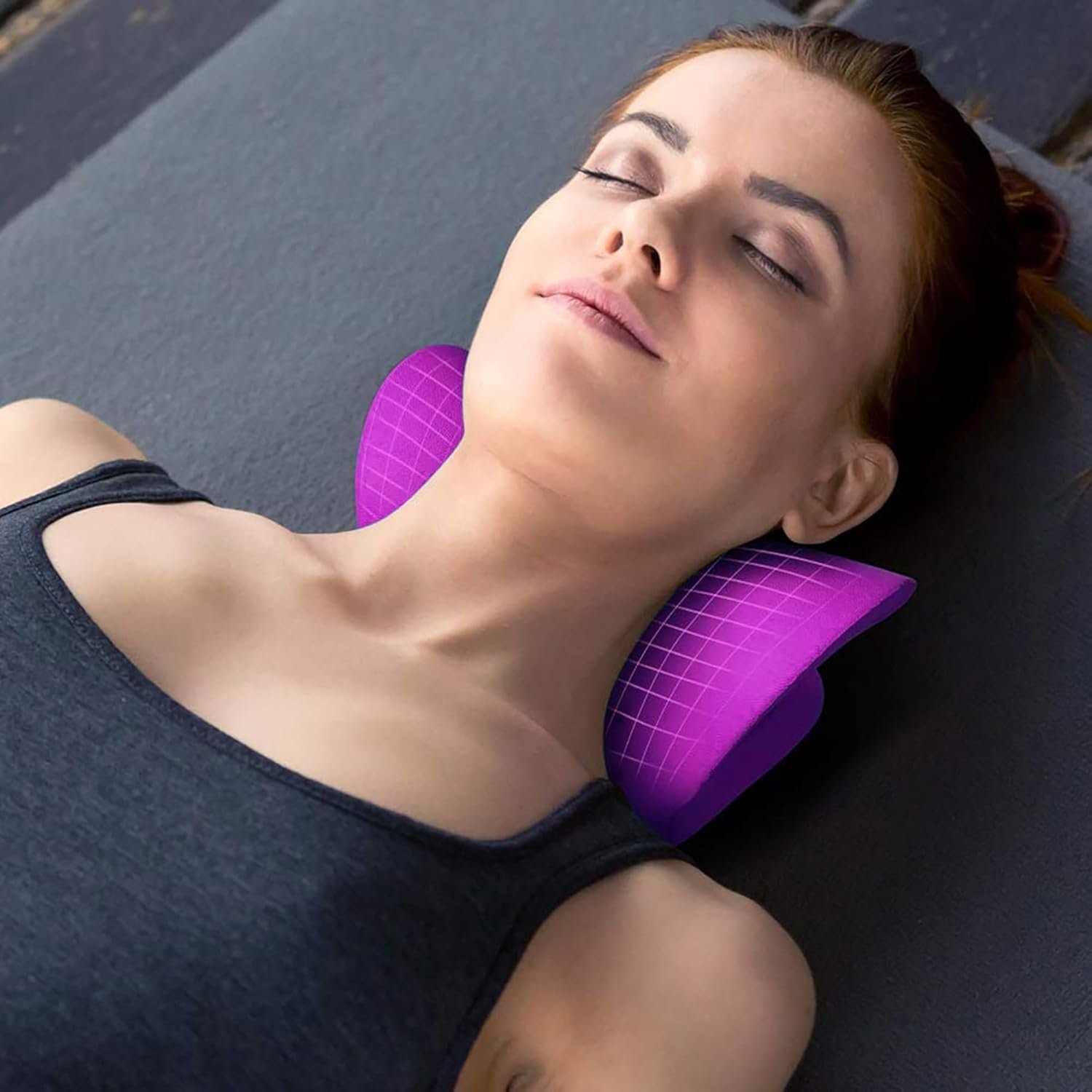 Cervical Traction Device Neck Stretcher Purple Chiropractic Pillow for Recovery