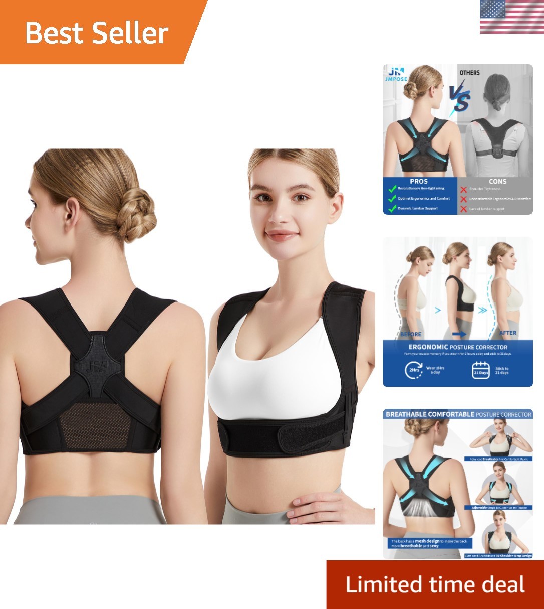 Posture Corrector Back Support for Adults – Discreet L/XL for Daily Use