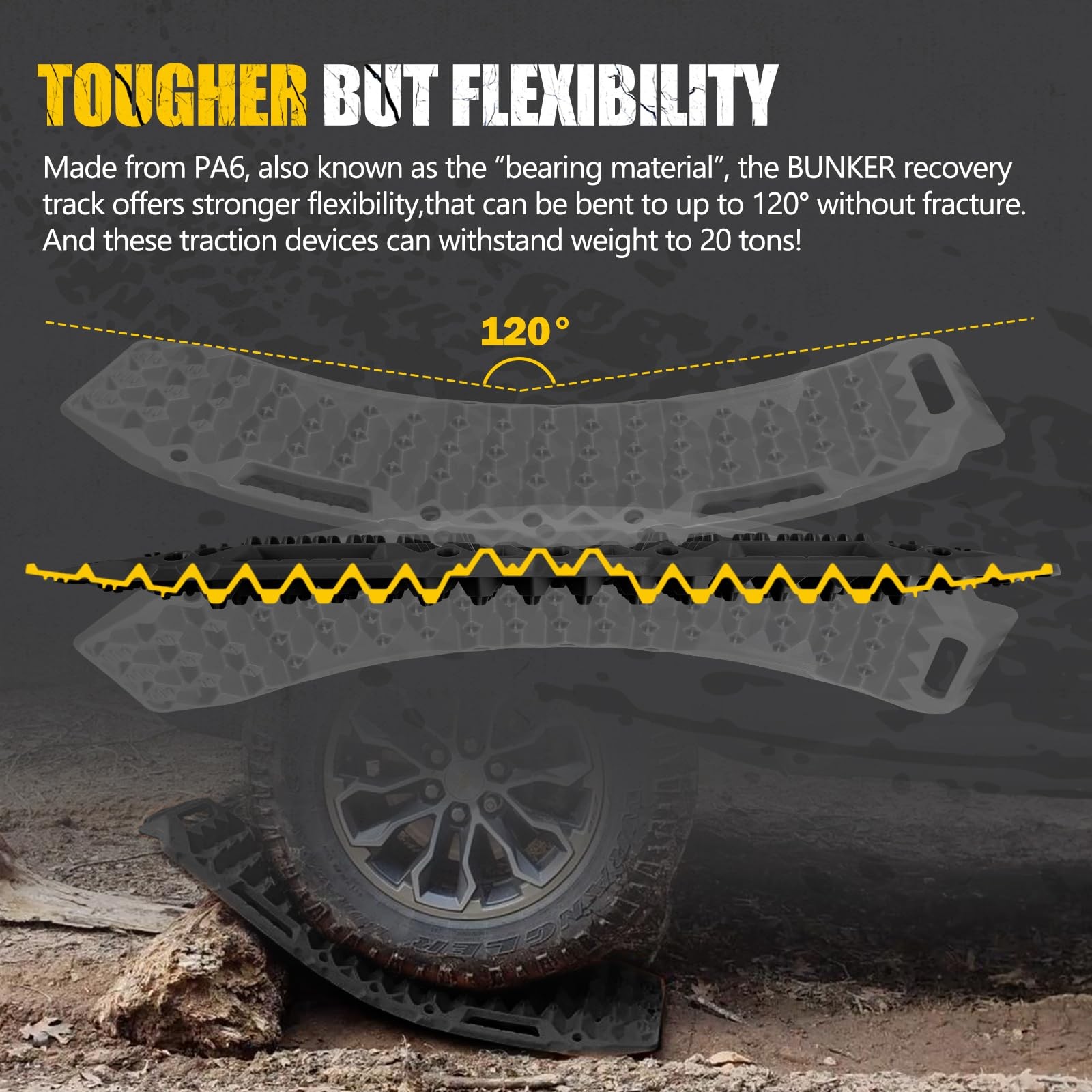 BUNKER INDUST Off-Road Traction Boards with Jack Lift Base,2 Pcs Multifunctio…