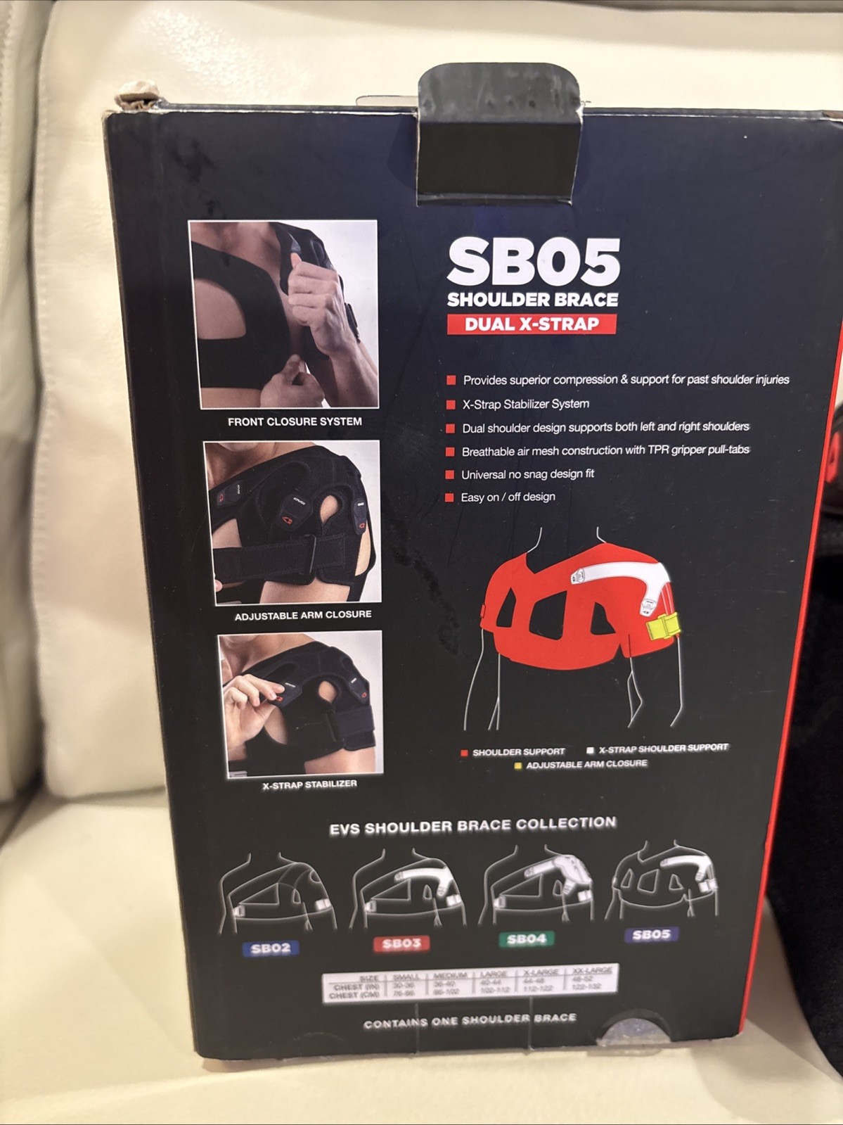 EVS SB05 Bilateral Shoulder Stabilizer Brace Black, Dual X-Strap – Sz. Small