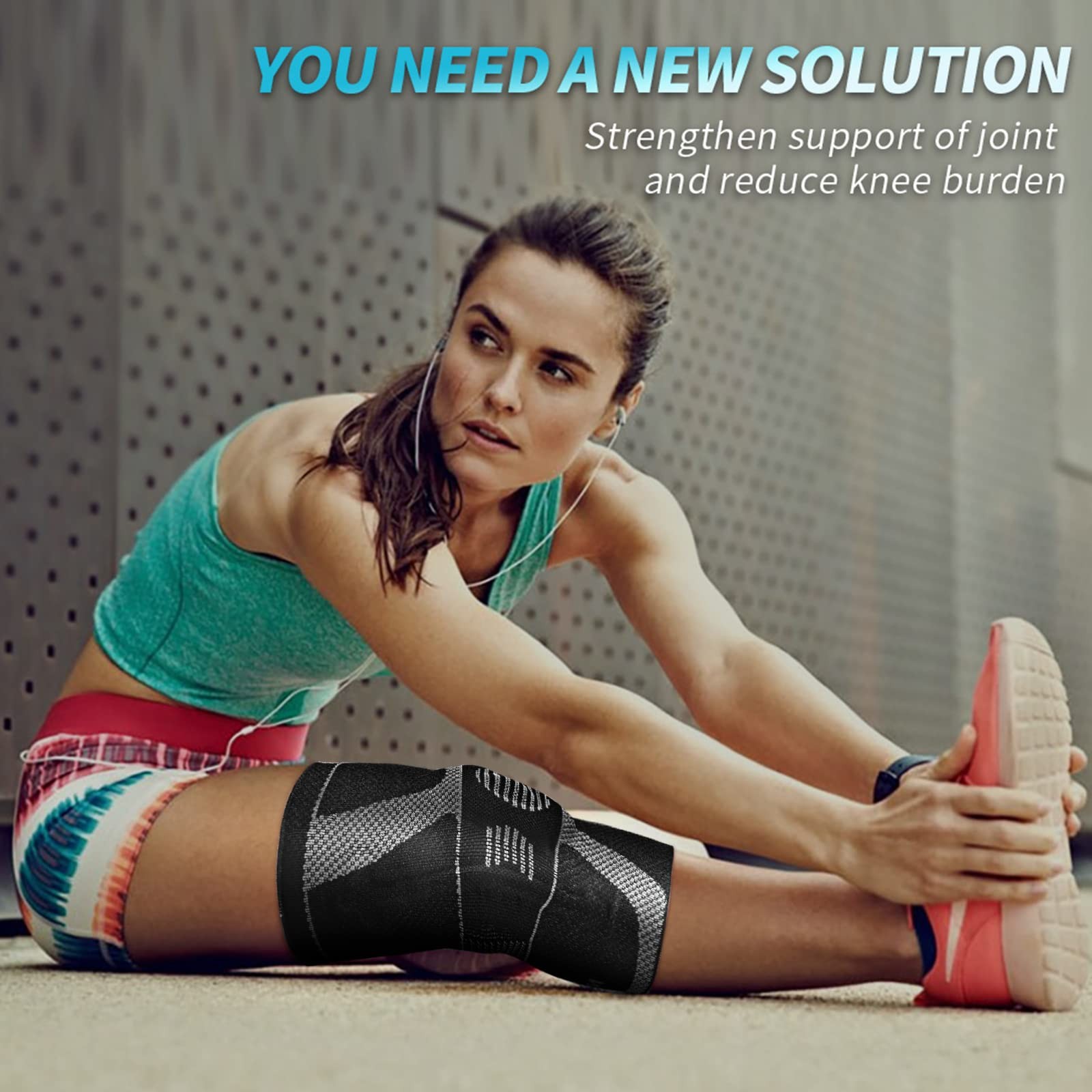 NEENCA Professional Knee Brace for Pain Large, Upgraded Version – Black Gray