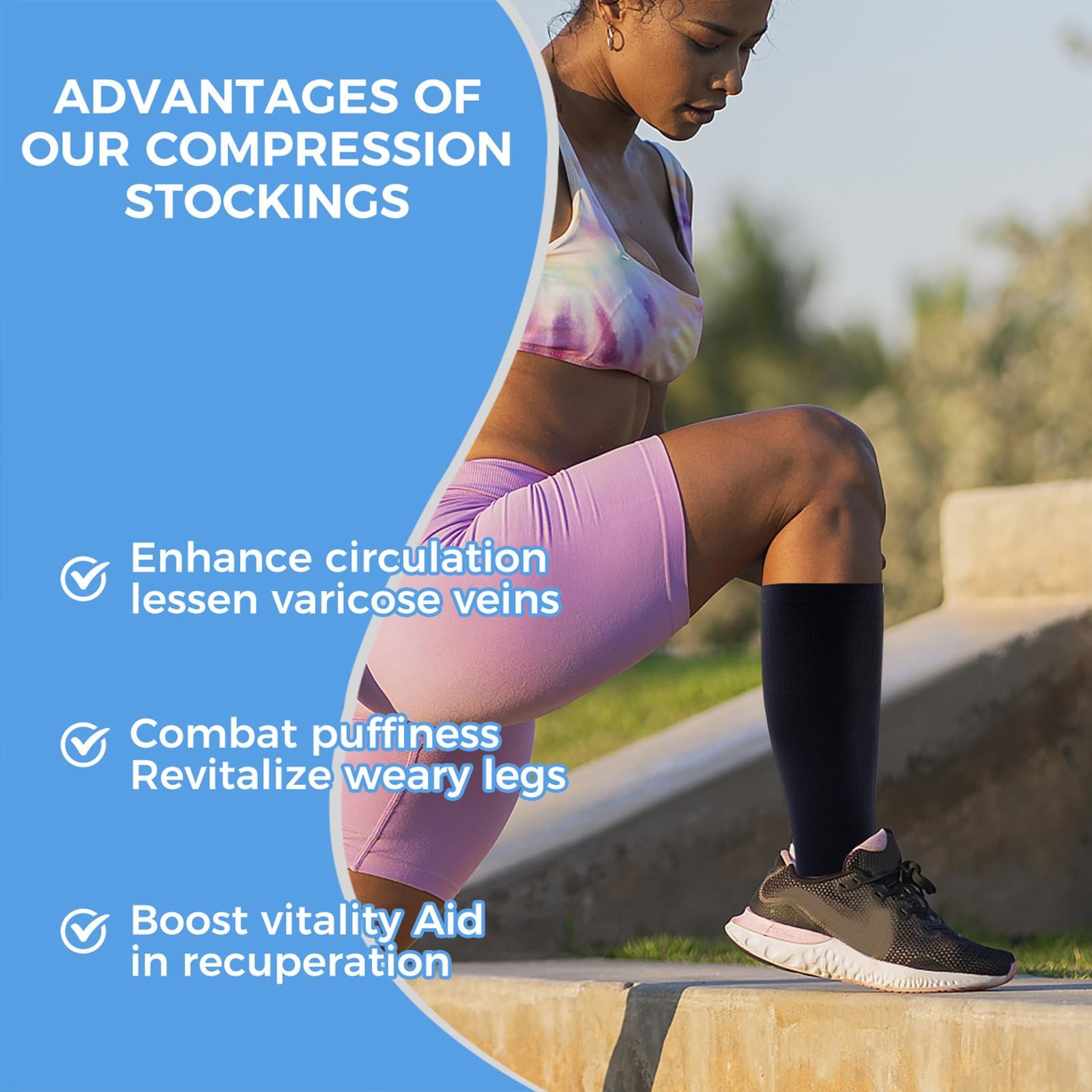 3 Pairs Open Toe Compression Socks for Men & Women – 15-20 mmhg Knee High Sto…