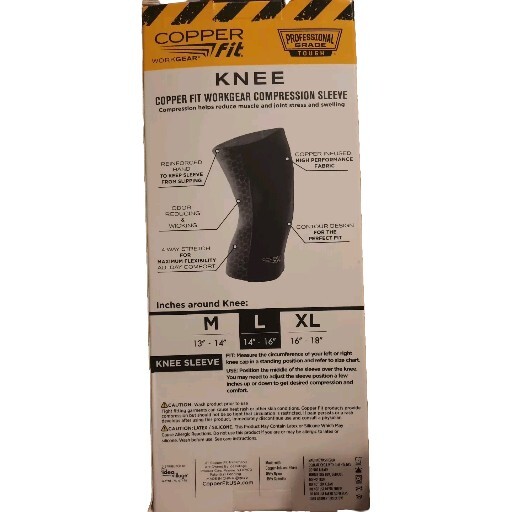 Professional Copper Fit Work Gear Knee Compression Sleeve Unisex Large 14″-16″