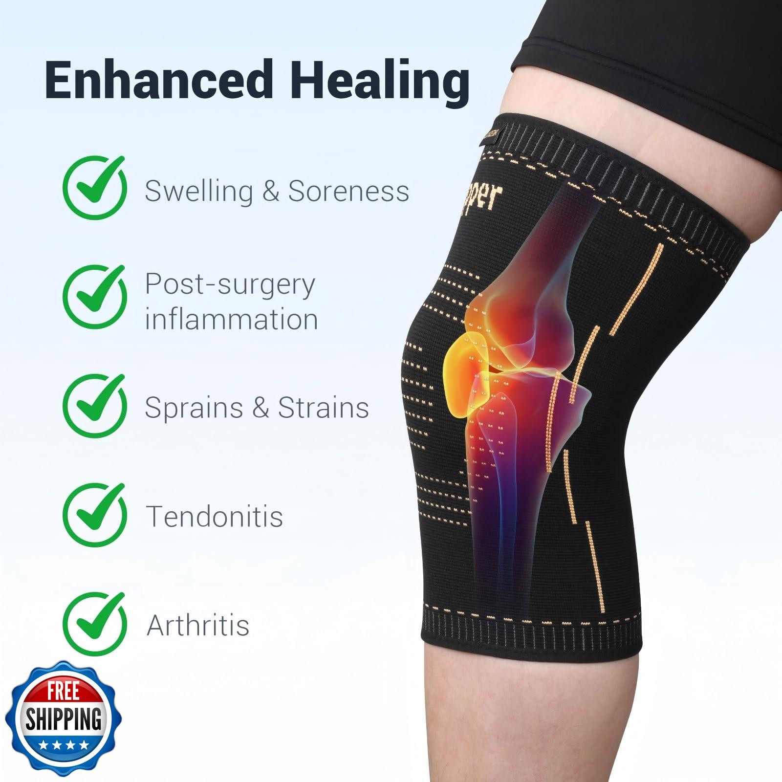 Janustar Copper Knee Braces for Men and Women – Knee Compression Sleeves for