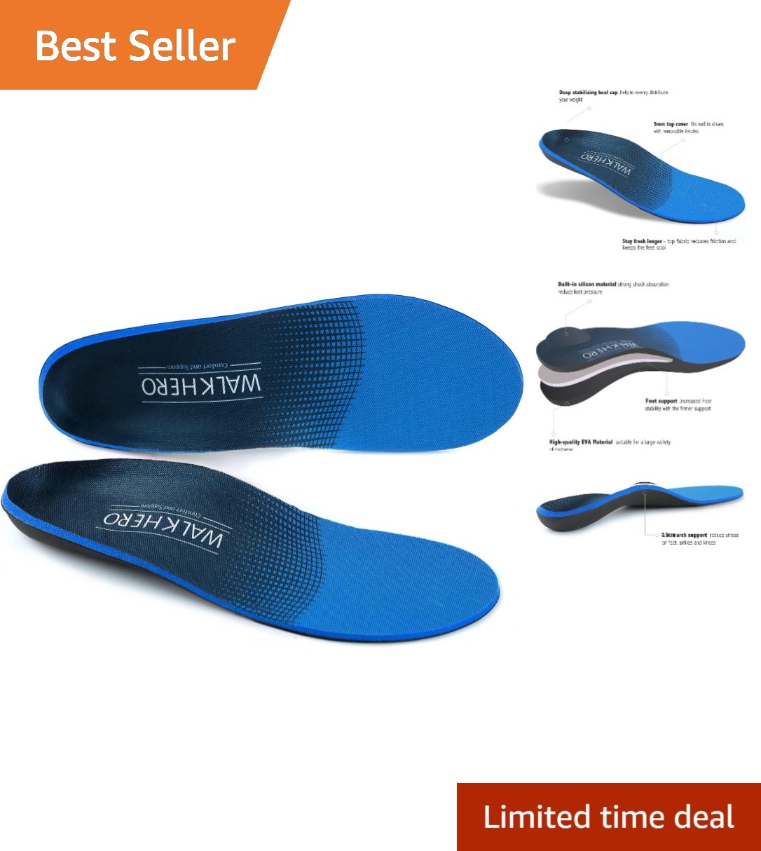 Relieve Plantar Fasciitis and Foot Pain with Arch Support Inserts