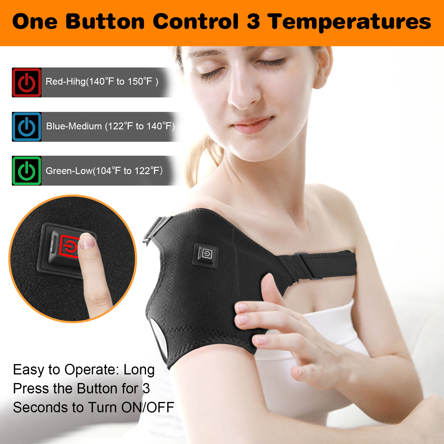 Heated Shoulder Brace-Adjustable Straps for Rotator Cuff & Arthritis Support US