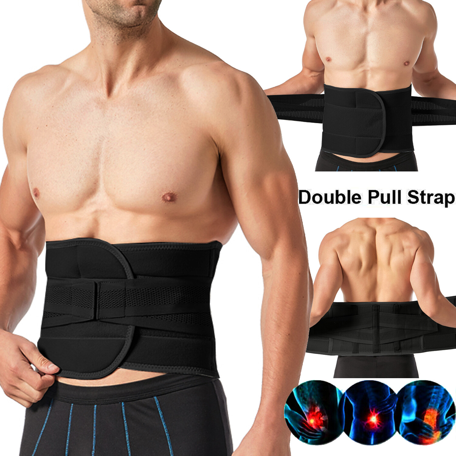 Fajas Para La Dolor De Espalda Soporte Lumbar Refuerzo Hacer Ejercicios Unisex @