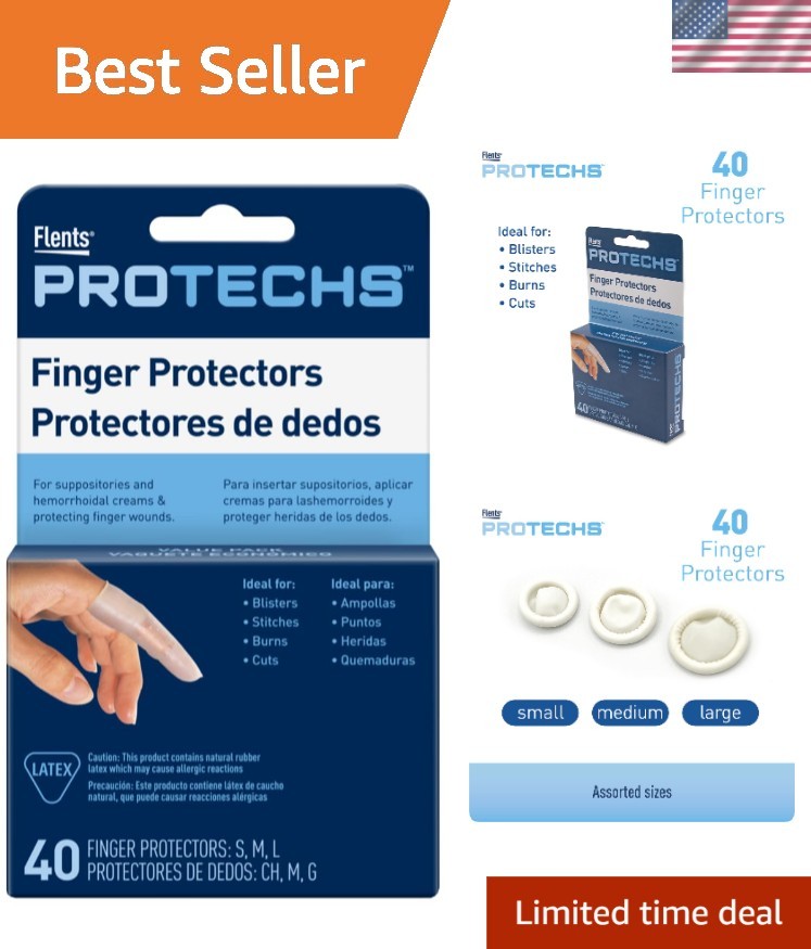 Protechs 40-Count Finger Protectors & Toe Cots | Assorted Sizes for Wound Care