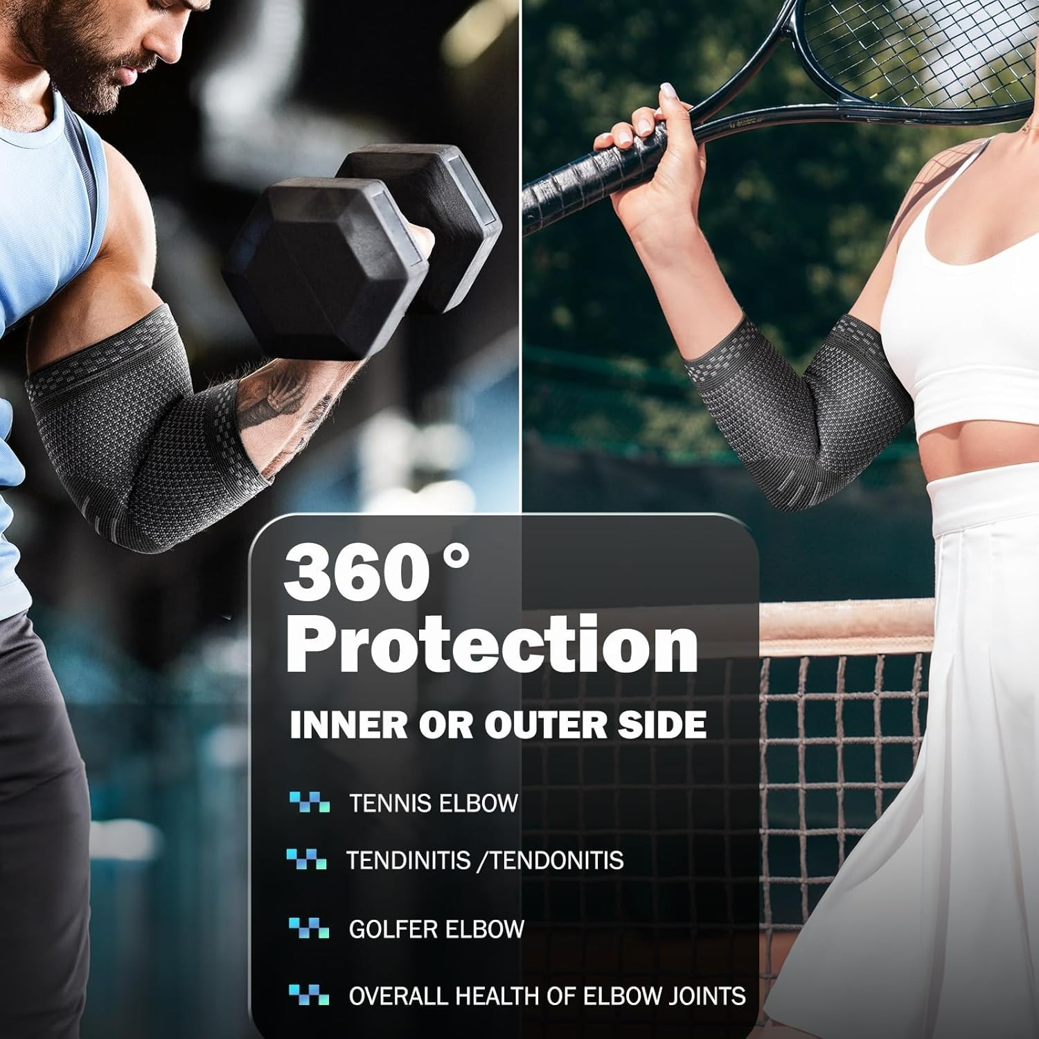 Elbow Brace Compression Support – Elbow Sleeve for Tendonitis, Tennis Elbow B…