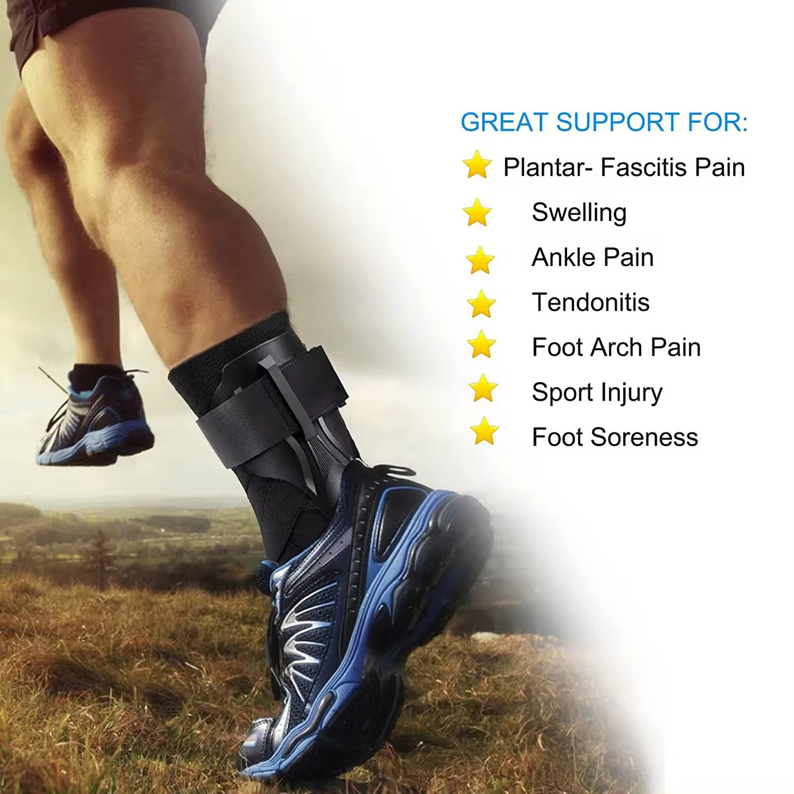 Black Ankle Brace Support Compression Stabilizer Pain Relief Foot Lace Wrap