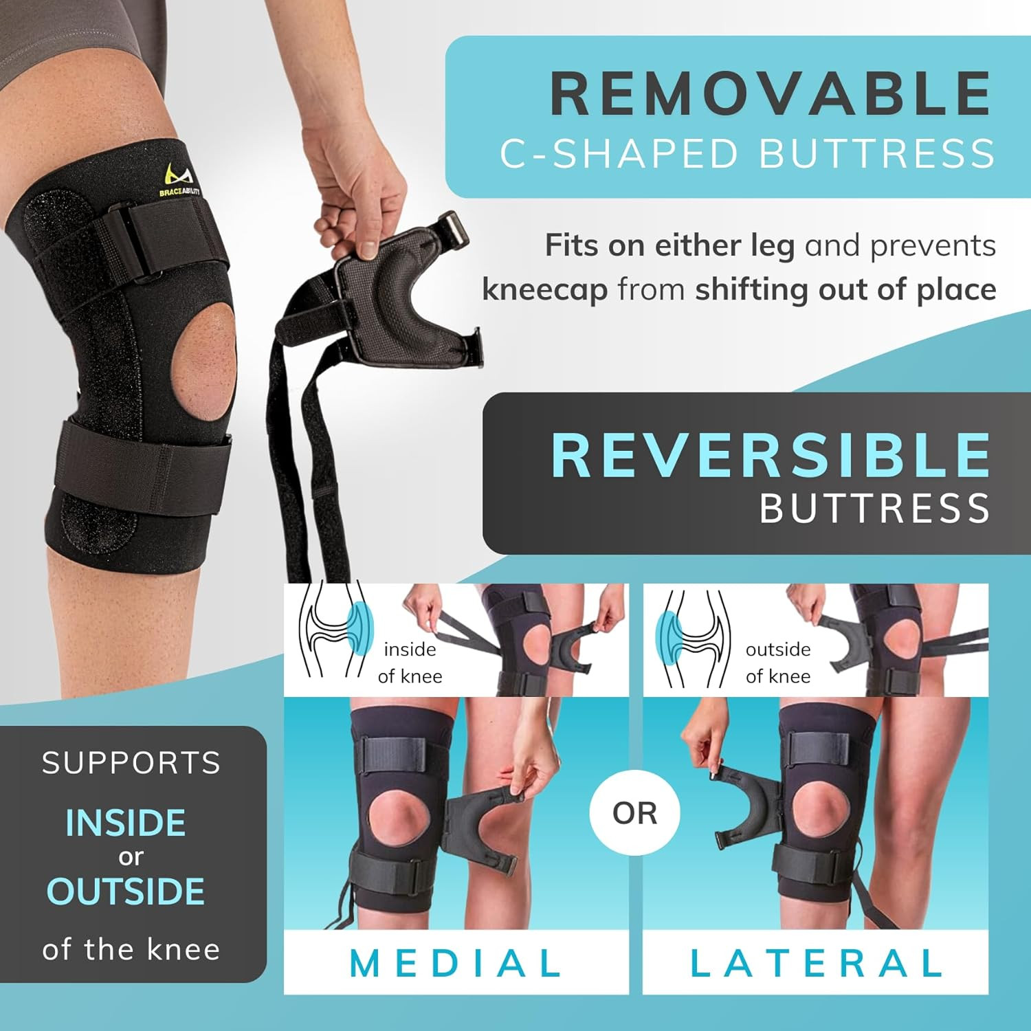 J Patella Knee Brace – Lateral Patellar Stabilizer with Medial and J-Lat Support