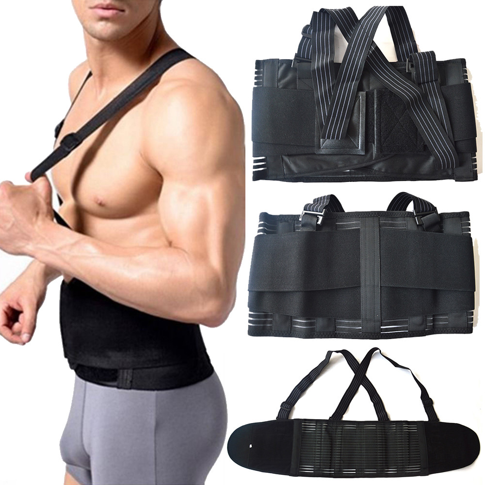 Heavy Duty Lift Lumbar Lower Back Brace Waist Support Belt Brace Suspenders