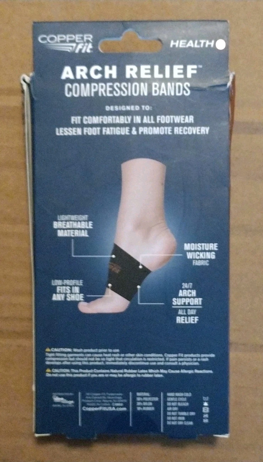 Copper Fit Health+ Arch Relief Compression Bands Two Arch Bands One Pair New
