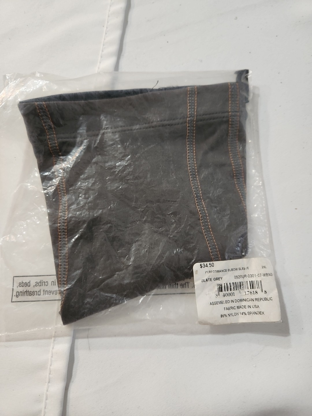 Tommy Copper Performance Elbow Sleeve, Copper Infused, Slate Grey, Size 2XL, NEW