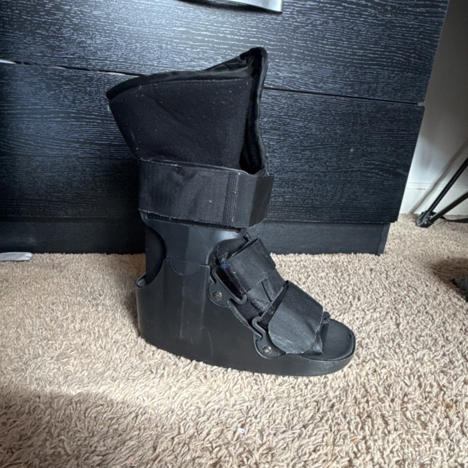 Coretech Adjustable Orthopedic Walking Boot Black Plastic Fabric for Leg Foot